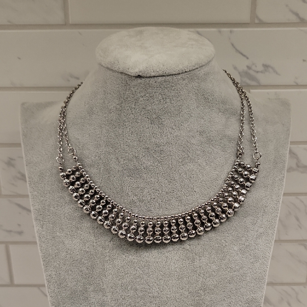 Silvertone Statement Choker Style Necklace